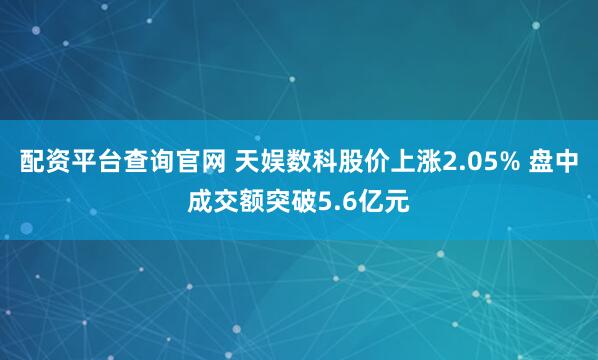 配資平臺查詢(xún)官網(wǎng) 天娛數科股價(jià)上漲2.05% 盤(pán)中成交額突破5.6億元