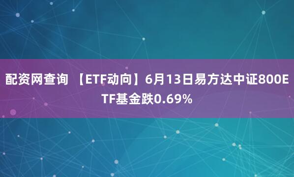 配資網(wǎng)查詢(xún) 【ETF動(dòng)向】6月13日易方達中證800ETF基金跌0.69%